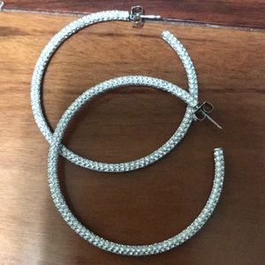 Rhinestone hoop earrings 2 inch